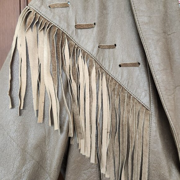 Vintage American Leather Genuine Leather Fringed Cropped Jacket - Picture 3 of 13